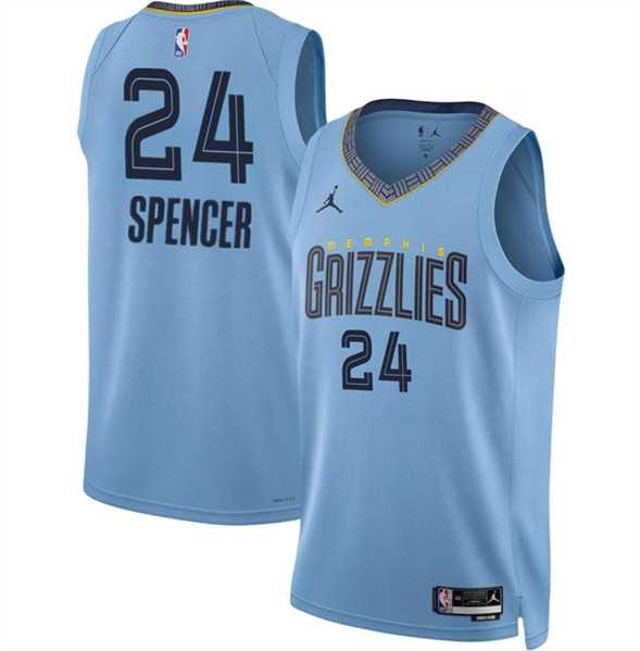 Men%27s Memphis Grizzlies #24 Cam Spencer Blue 2024 Draft Statement Edition Stitched Jersey Dzhi
